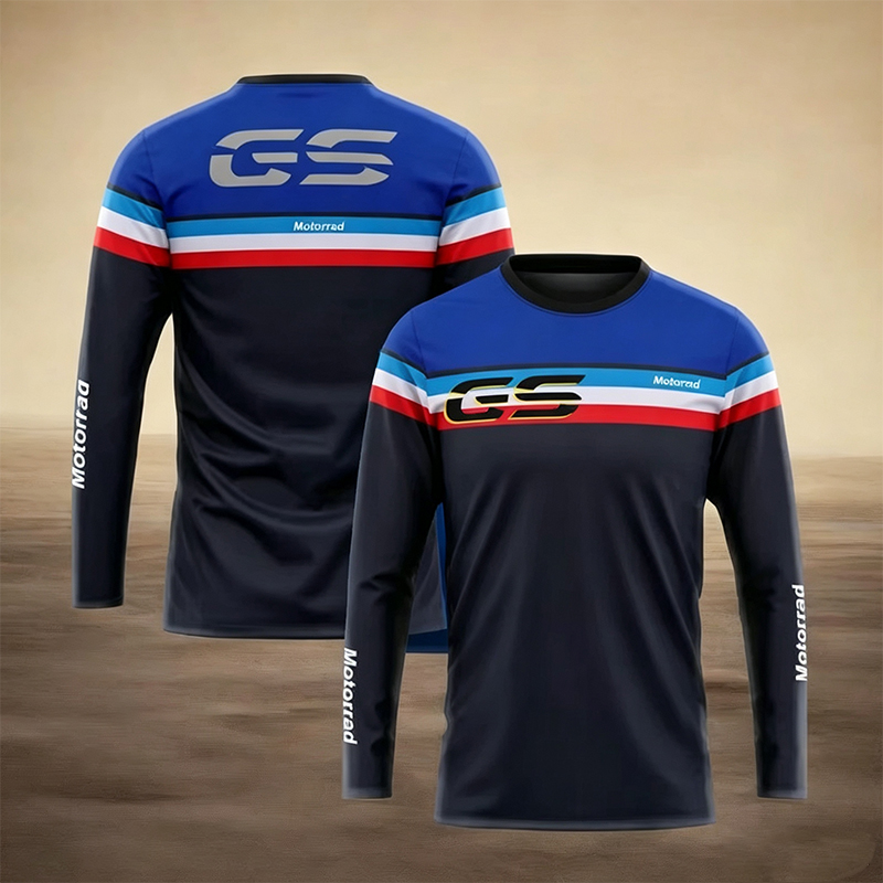 Men'S Fashion T Shirts - ホット・モトラッド R1250GS/R1200GS/F850GS/F750GS用 長袖Tシャツ、ツーリング・バイク・レーシング・アドベンチャー用、色あせしにくい、UVカット機能付きジャージトップス