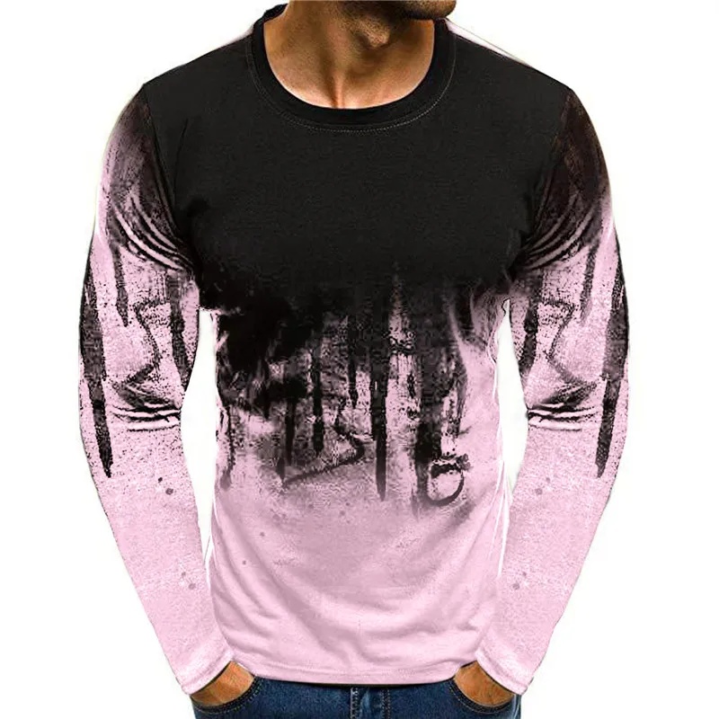 Men'S Fashion T Shirts - 2026年新作、秋冬用メンズ迷彩柄Tシャツ、3DプリントTシャツ、秋のカジュアル長袖、ゆったりとしたラウンドネック。