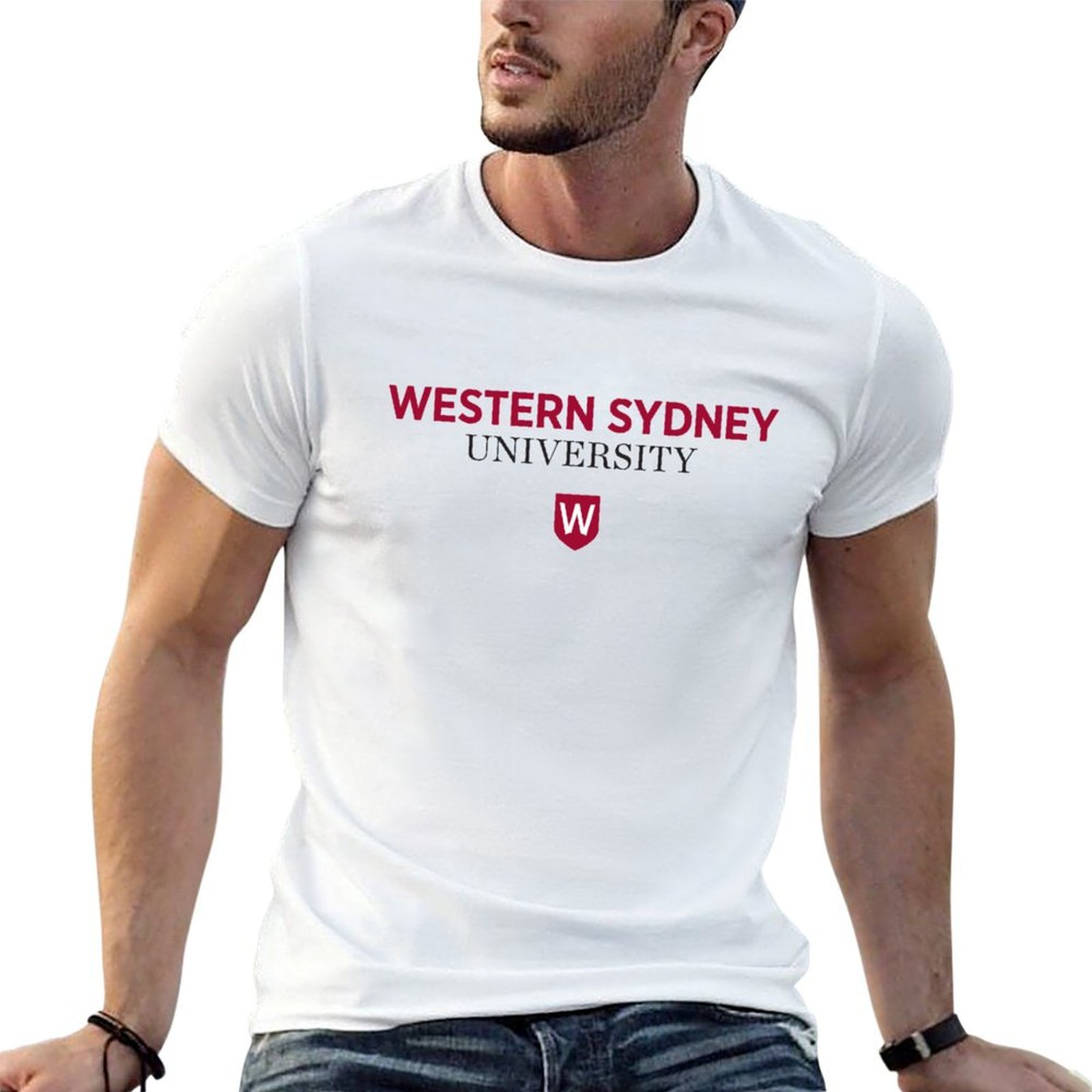 Men'S Fashion Sydney - ウェスタン・シドニー大学のTシャツ、韓国風ファッションTシャツ、グラフィックTシャツ、無地の白Tシャツ、メンズ