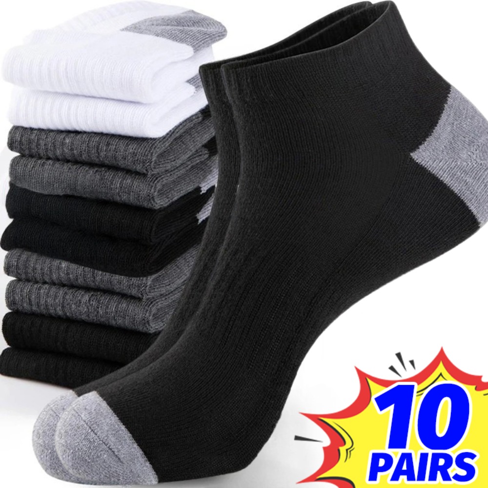 Socks Ankle Men - 1-10 ペア通気性メンズサマーソックス軽量ソフトローカットアンクルソックスカラーブロックファッション日常着快適ソックス