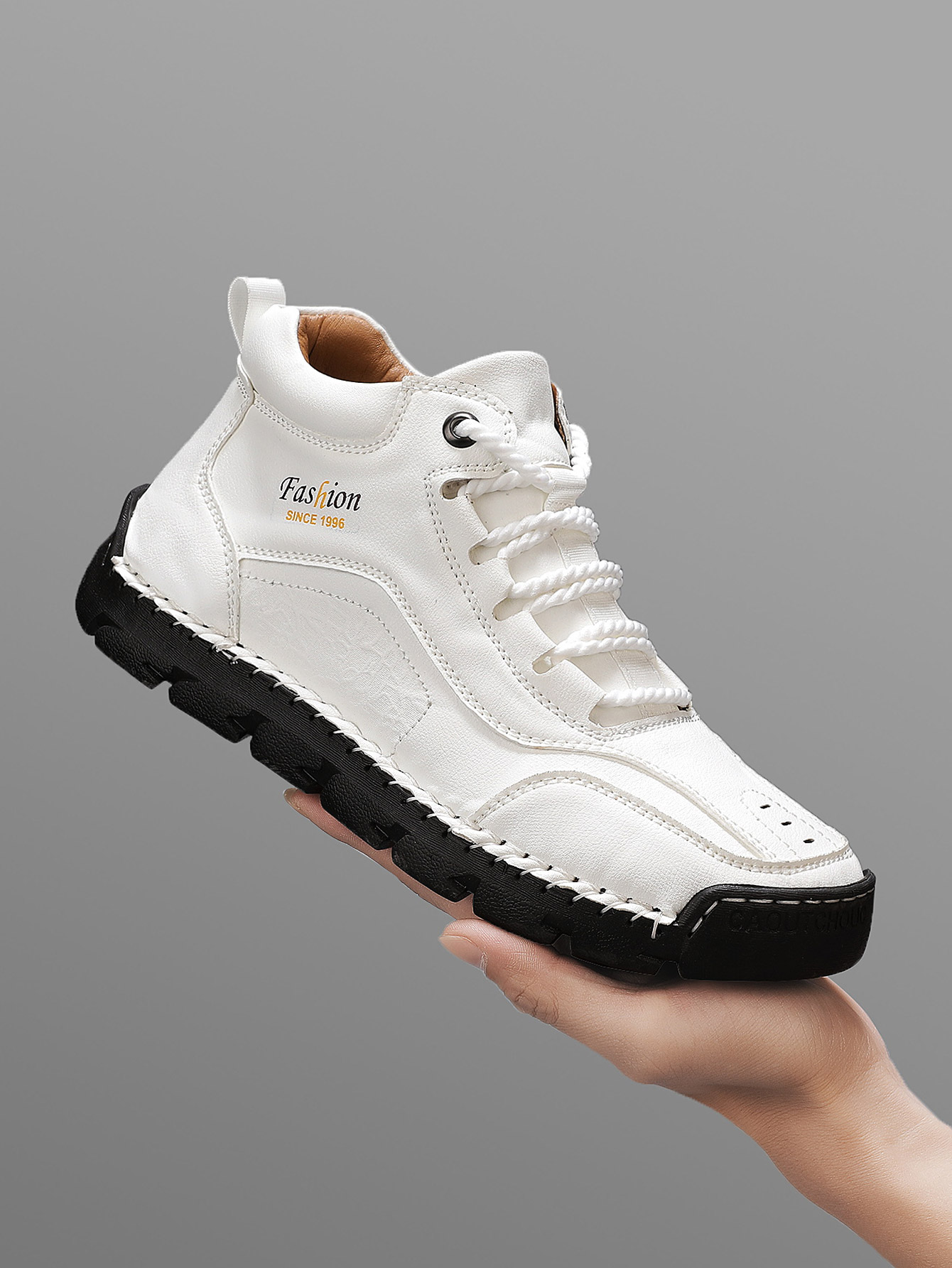 Mens Fashion Trainers - メンズ手作りミッドトップカジュアルシューズ、シンプルなレタープリントファッションレースアップスニーカー、アウトドアハイキングブーツ、快適で通気性のあるラバーソール