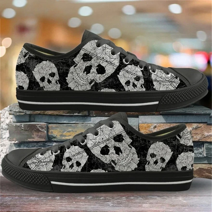 Mens Fashion Trainers - ファッションスタイル 3D ゴシックシュガースカルプリント バルカナイズドシューズ メンズ キャンバス