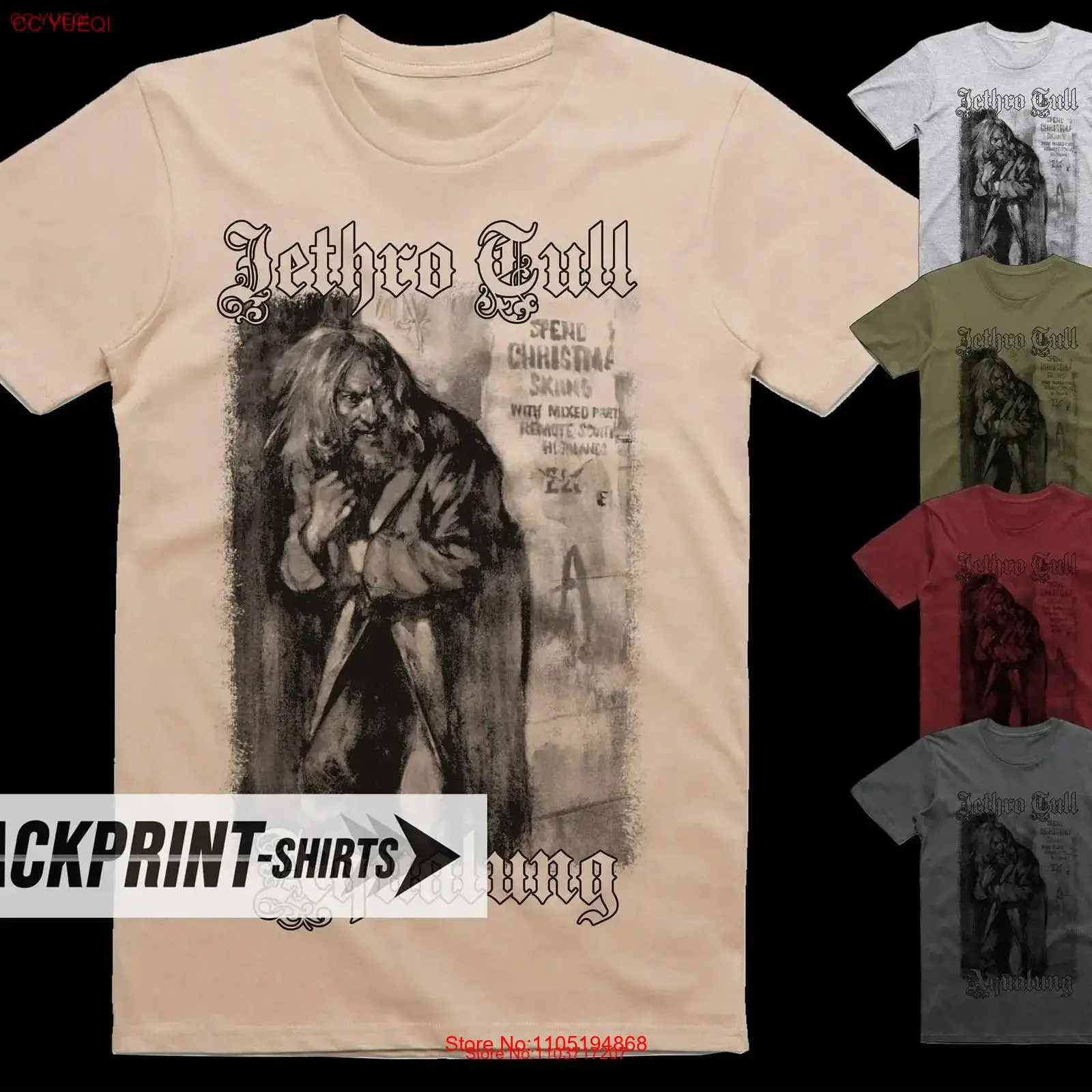 Poster Men Fashion - ジェスロ・タル アクアラン V1 ポスター Tシャツ コットン