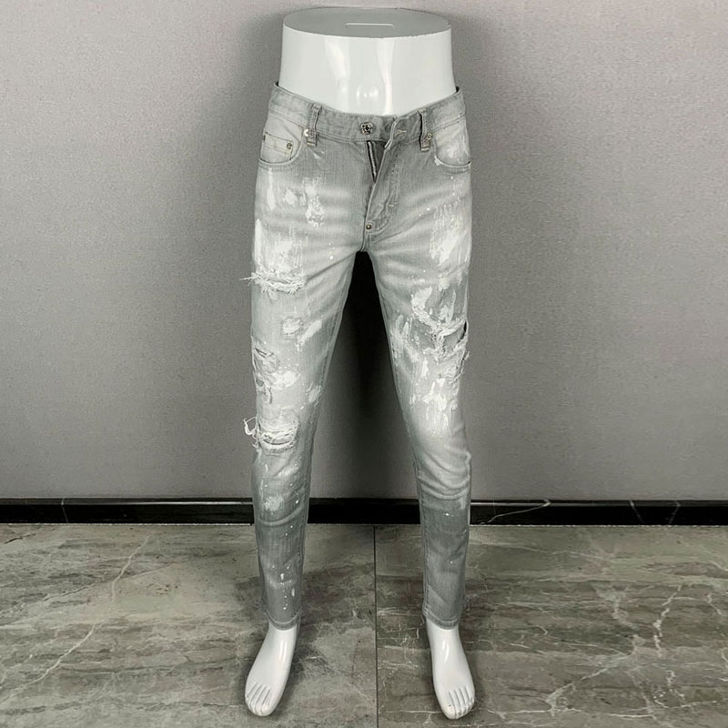 最新トレンドのメンズジーンズ。ダメージ加工、ウォッシュ加工、 - Men'S Fashion Grey Jeans のレビューと価格