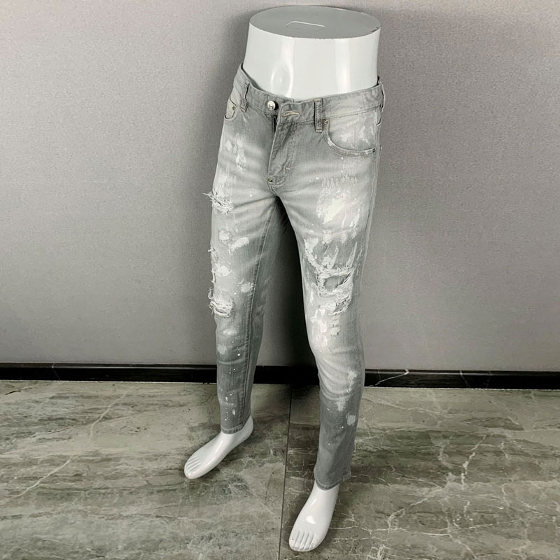 最新トレンドのメンズジーンズ。ダメージ加工、ウォッシュ加工、 - Men'S Fashion Grey Jeans のレビューと価格