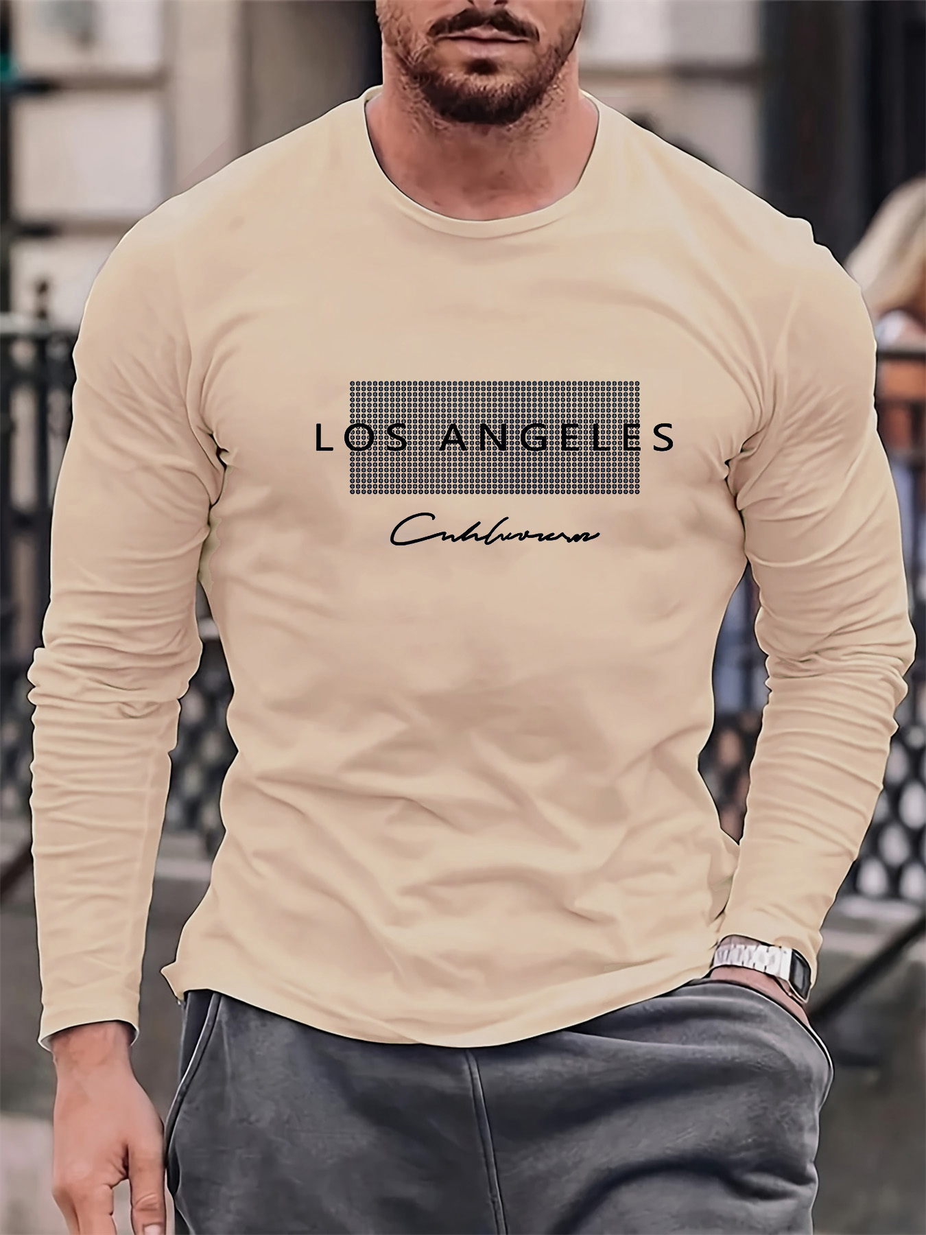 100％ピュアコットン素材を使用した、メンズ用長袖、ラウンド - Men'S Fashion T Shirts のレビューと価格