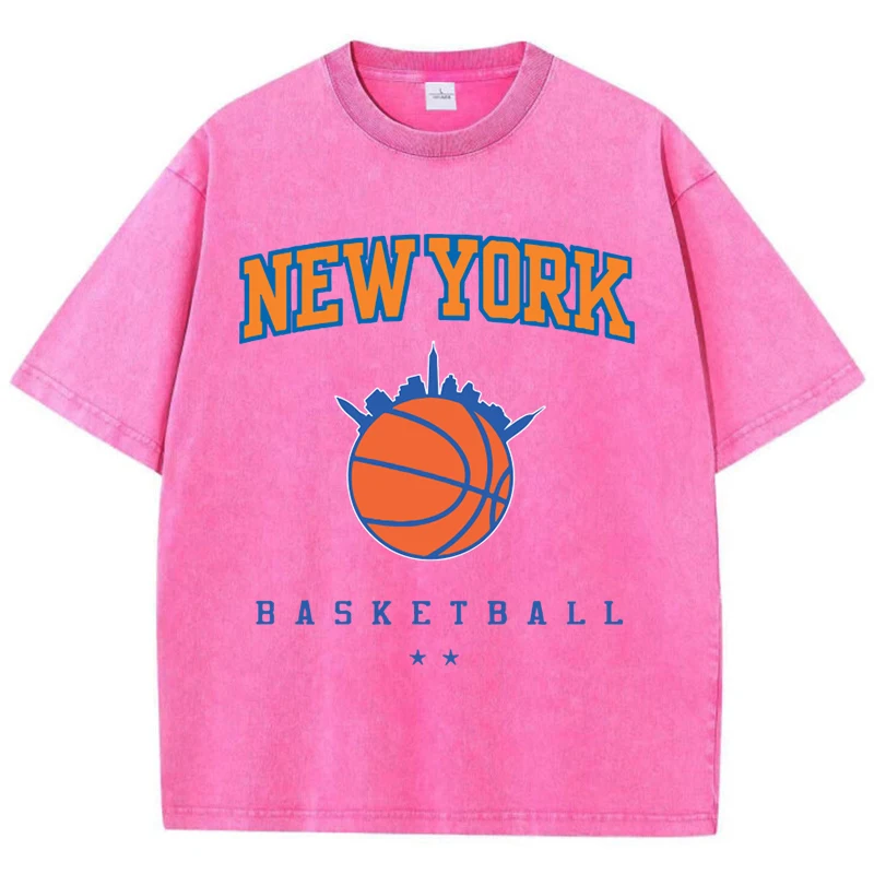 夏天水古い Tシャツニューヨークバスケットボールプリント半袖 - Men'S Fashion New York のレビューと価格